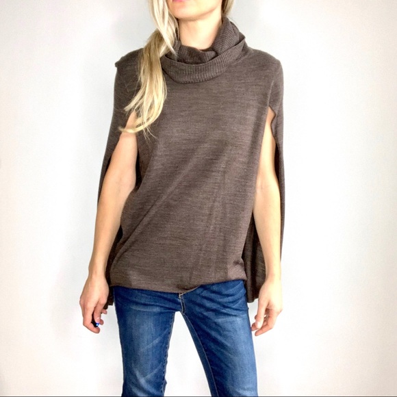 BB Dakota Brown Turtleneck Sweater Cape Tank Top M - Picture 2 of 8